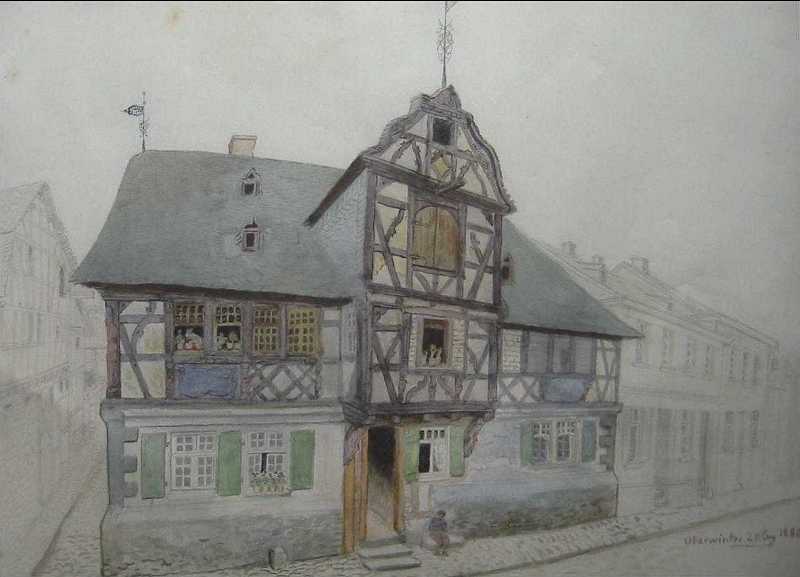 Farbig aquarellierte Bleistiftzeichnung von Albrecht von Mellenthien, 1880