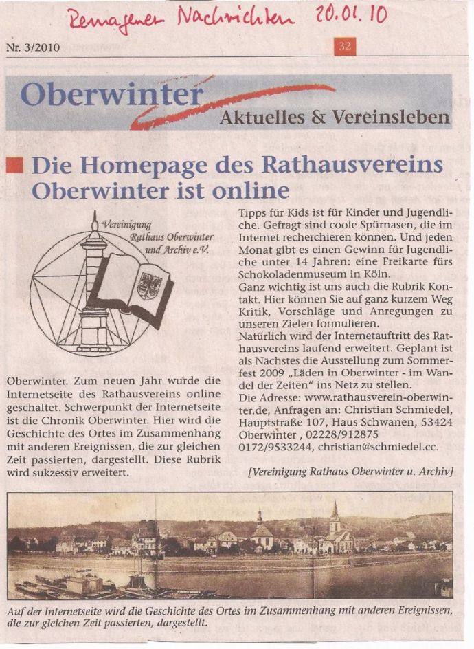 Die Homepage des Rathausvereins ist online