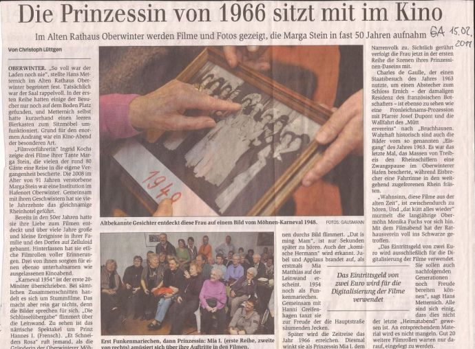 Die Prinzessin von 1966 sitzt mit im Kino