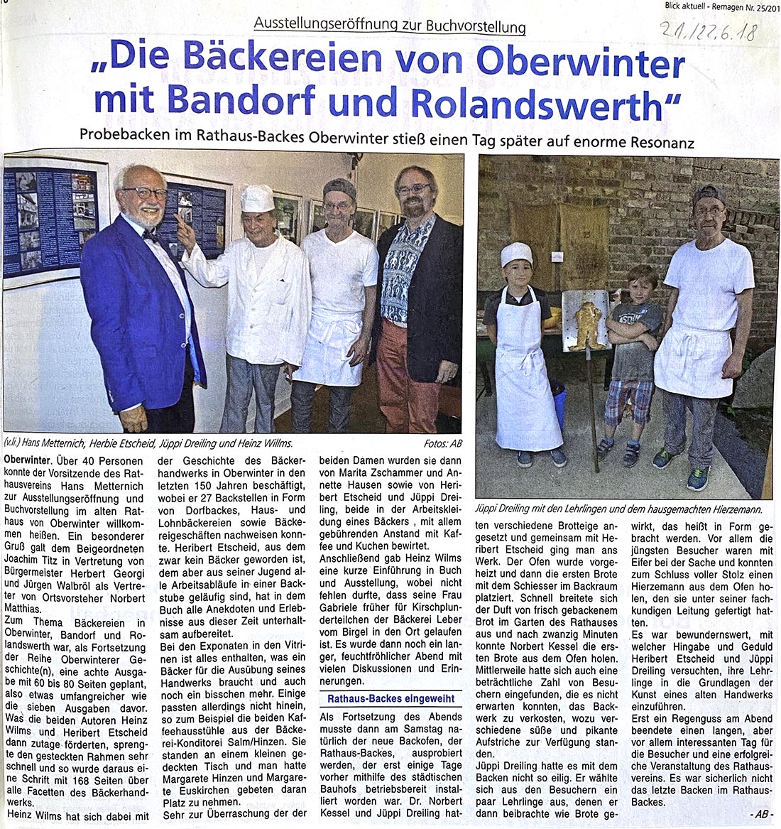 Die Bäckereien von Oberwinter, Bandorf und Rolandswerth