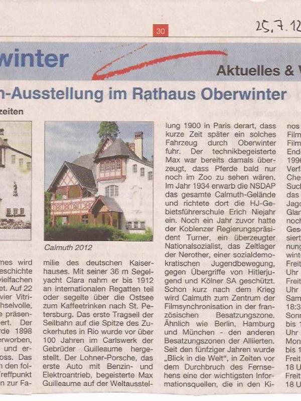 Calmuth-Ausstellung im Rathaus Oberwinter