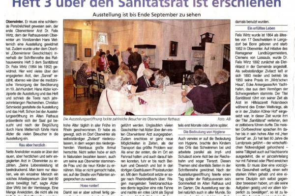 Schriftenreihe des Rathausvereins: Heft 3 über den Sanitätsrat erschienen