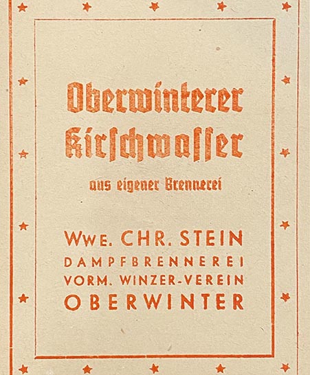 Historisches Etikett - Oberwinterer Kirschwasser