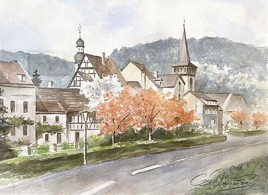 Ansicht von Oberwinter - Aquarell